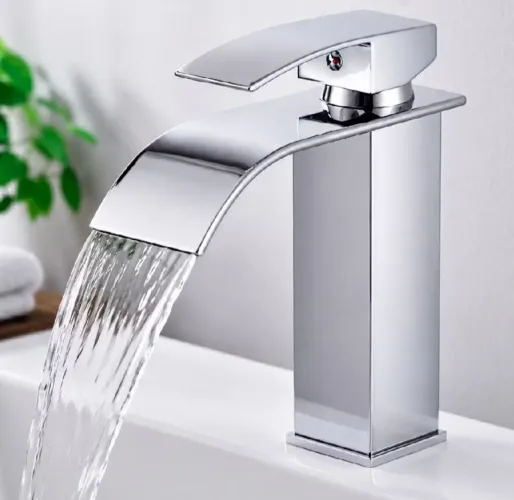 Torneira Cascata Baixa Banheiro luxo Prata monocomando