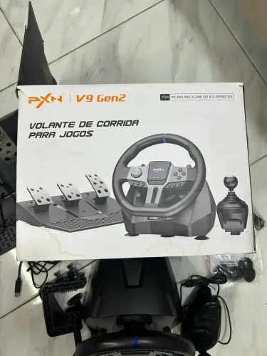 Volante Gamer PXN V9 Gen2 + Pedais + Câmbio (Completo na Caixa)