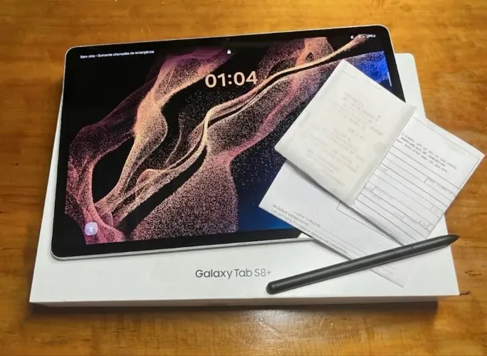 Samsung Galaxy Tab S8 Plus - Na Caixa com Nota e Capa
