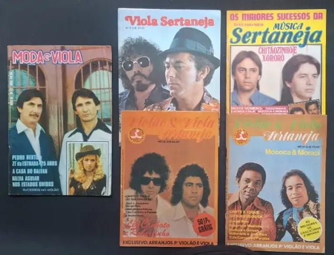 REVISTA CIFRAS E TABLATURAS MÚSICA SERTANEJA LOTE COM 5 FASCÍCULOS DIVERSOS
