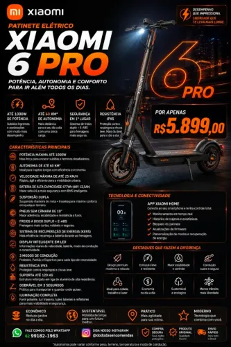 Patinete xiaomi 6 Pro - PROMOÇÃO