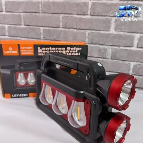 Lanterna Solar Recarregável 5 em 1 + Entrega Grátis 