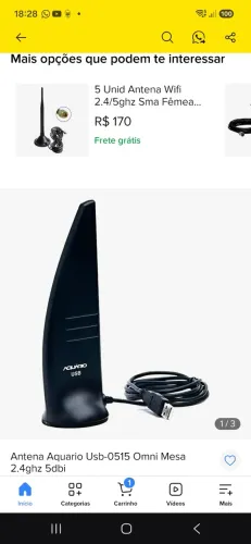 Antena Aquário USB 0515 Omni mesa 2.4ghz 5dbi
