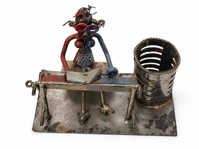 Porta canetas Artesanal em metal 