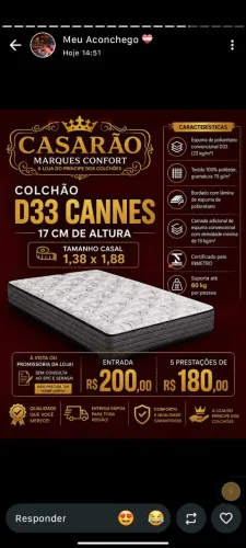 Colchão Cannes D33 PROMISSÓRIA