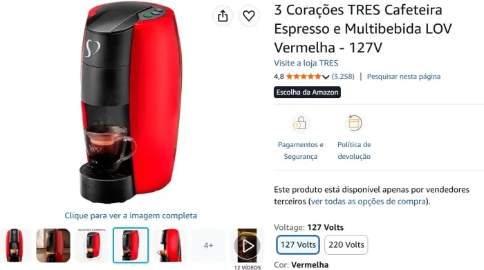 Máquina café 3 corações