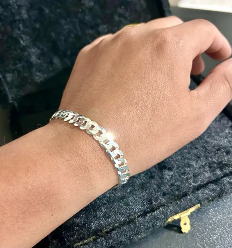 Pulseira masculina em prata legítima