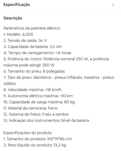 Patinete elétrico 