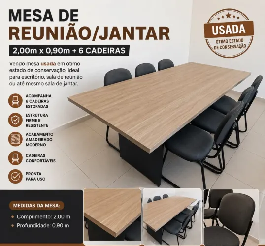 Mesa reunião com cadeiras