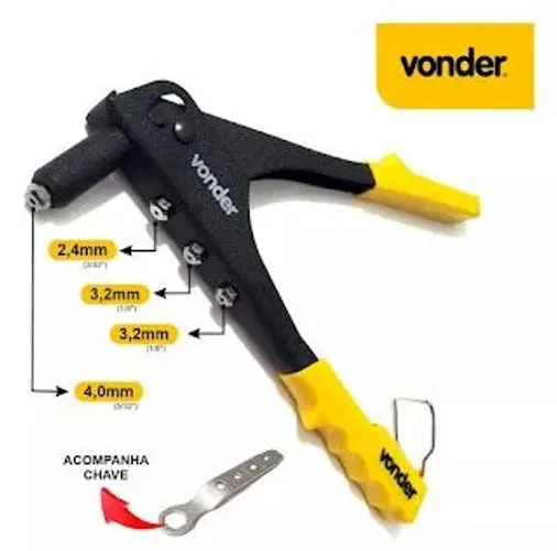 Rebitadeira Manual Profissional Vonder Com 4 Bicos + Chave
