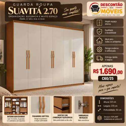 GUARDA-ROUPA SUAVITÁ 2.70