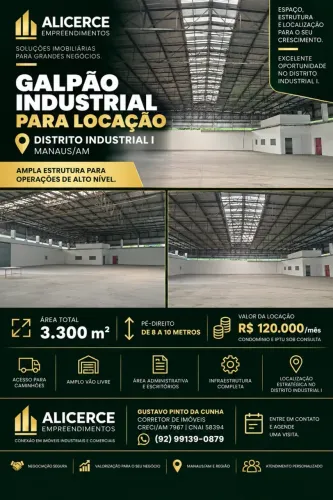 ALUGO NO DISTRITO INDUSTRIAL 3300 M2 NIVEL 5 INDUSTRIAL