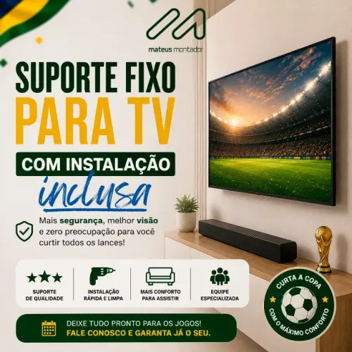 SUPORTE FIXO PARA TV COM INSTALAÇÃO INCLUSA
