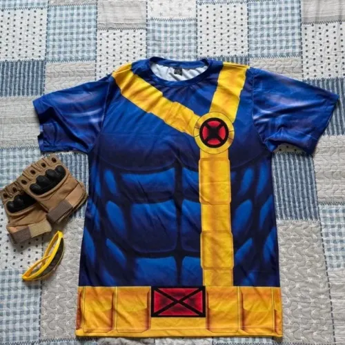 Fantasia Ciclope Scott Summers X-Men Halloween Carnaval Camiseta Óculos Luva