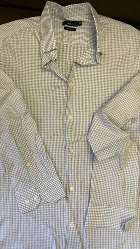 Camisa social azul com branca xadrez (TAM P)