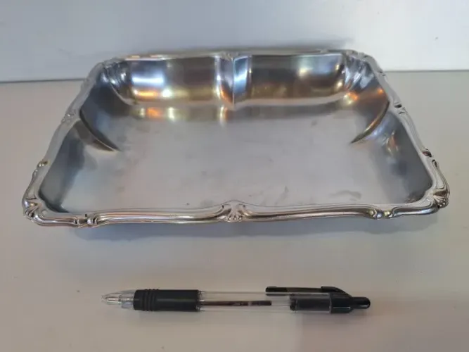 Bandeja travessa antiga Meridional 18/8 aço inox 25x19x3,5cm