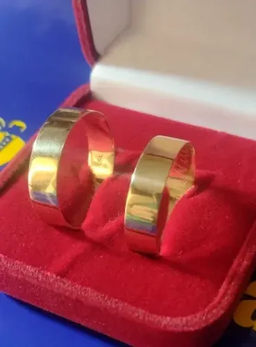 Alianças Retas Escravas Namoro Noivado Casamento 14.50 Gramas 7 mm