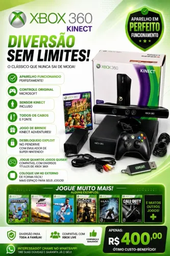 Xbox 360 completo com desbloqueio xploit no pendrive