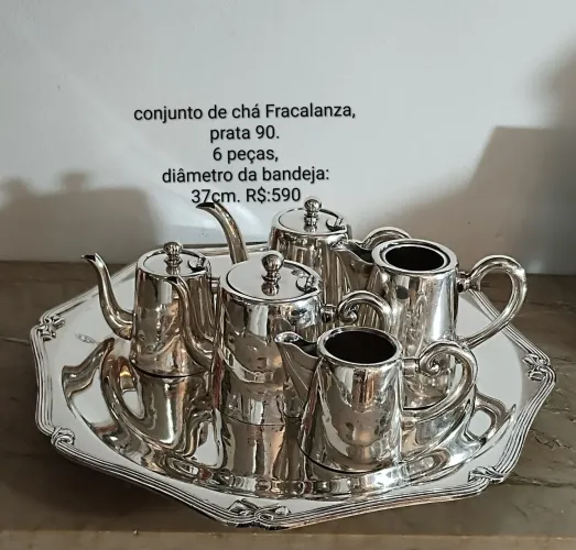 Jogo de chá em prata 90, Fracalanza com bandeja.