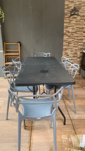 Conjunto Mesa dobrável e 6 Cadeiras para Varanda, Deck e Jardim
