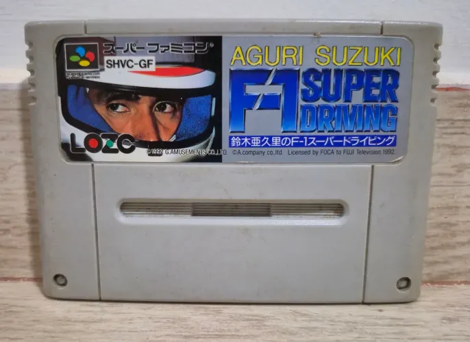 Aguri Suzuki F-1 Super Driving para o console Super Famicom. Original 