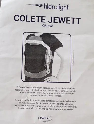 Colete jewette para coluna unissex tamanho M