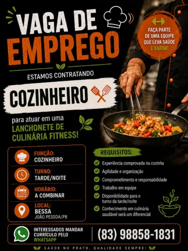 Vagas de emprego para cozinheiro e auxiliar de cozinha!