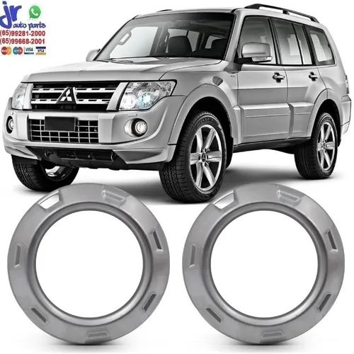Par Moldura Milha Pajero Full 2008 2009 2010 2011 2012 2013 2014 Acabamento Prata