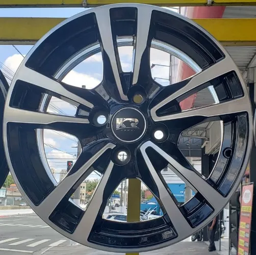 Jogo roda Kr esportivo K-64 aro 14 furação 4x100 para carros VW Gol Fiat Argo GM Onix Reno