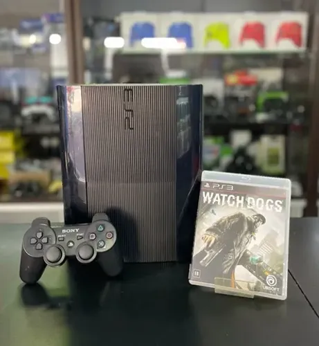 Playstation 3 Super Slim 2500GB/01 Controle sem fio Ps3 Preto Seminovo 01 Jogo Ps3 mídia 