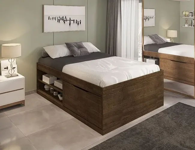 Quarto cama casal com sapateira