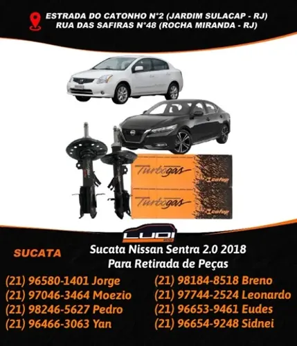 Par de Amortecedores Dianteiros Nissan Sentra 2013 à 2022