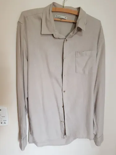 Camisa Linho Manga Longa Bege Hering, M