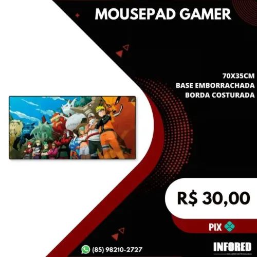 Mousepad Naruto Tapete para mouse 70x35cm