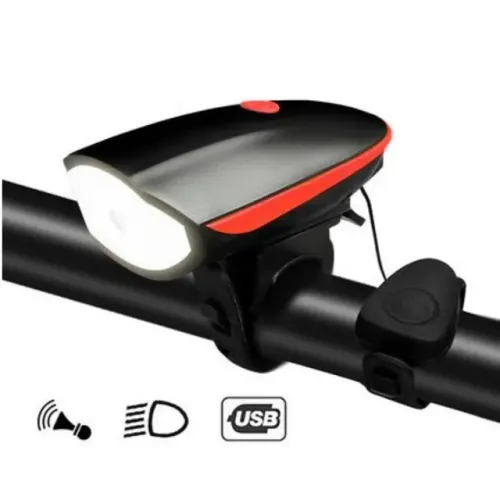Lanterna de Bicicleta recarregável com buzina
