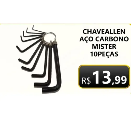 Chave Allen Aço Carbono Mister 10Peças
