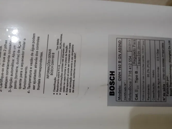 Aquecedor Bosch 8litros funcionando retirar em Copacabana 