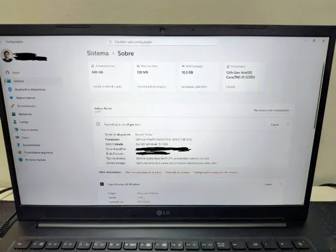 Notebook i5 - 16GB RAM