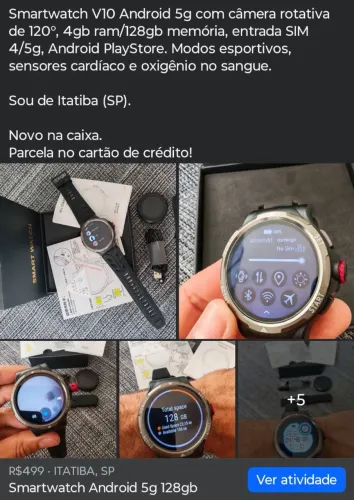 Smartwatch V10 Android 5g 128gb