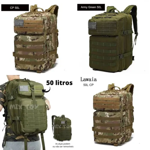 Mochila Importada hunter Tática Reforçada/Verde Militar-Camuflada 50 Litros/À original 