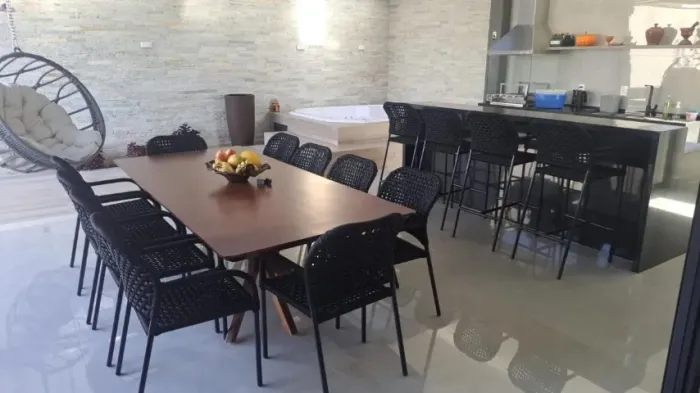 CONJUNTO MESA CADEIRA BANQUETA E BALANÇO CORDA NÁUTICA