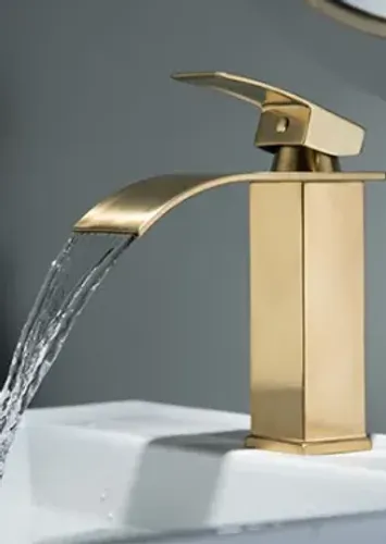 Torneira misturador cascata dourado fosco