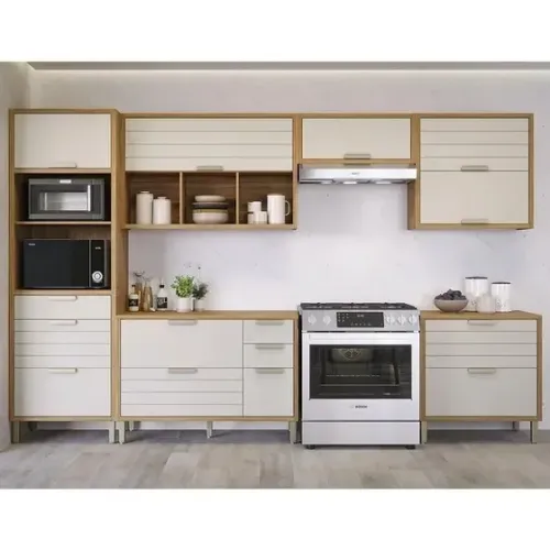 Armario de Cozinha Modulada Eloise 6 Peças com Torre Quente 2 Fornos 100% MDF SUPER OFERTA