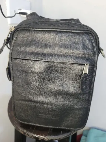 Bolsa transversal de couro legítimo expopelly masculina tira colo