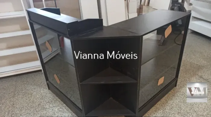 Balcão Caixa Vitrine em L + Balcão Vitrine - Preto
