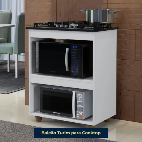 Armário para cooktop 4 bocas branco