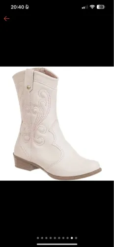 Bota Feminina Country Bege com Detalhes