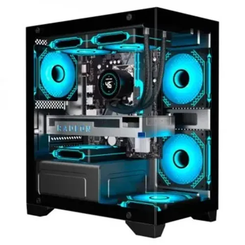 Gabinete Gamer K-Mex Poseidon II Black, CG-01F9, Lateral e Frontal em Vidro, Sem Fan,