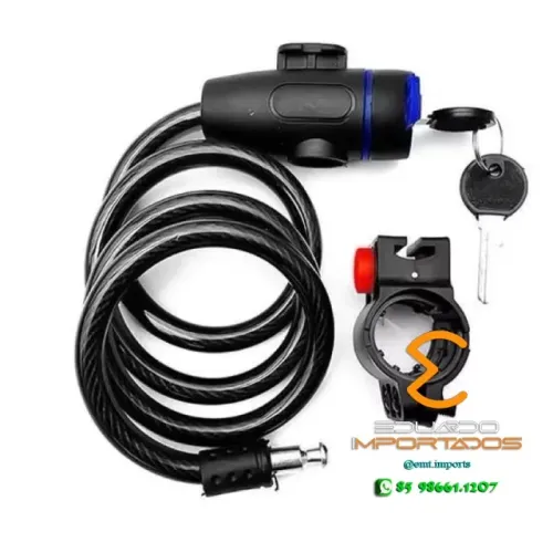Tranca com Cabo De Aço Espiral Anti-Roubo Bike Moto KA-5733