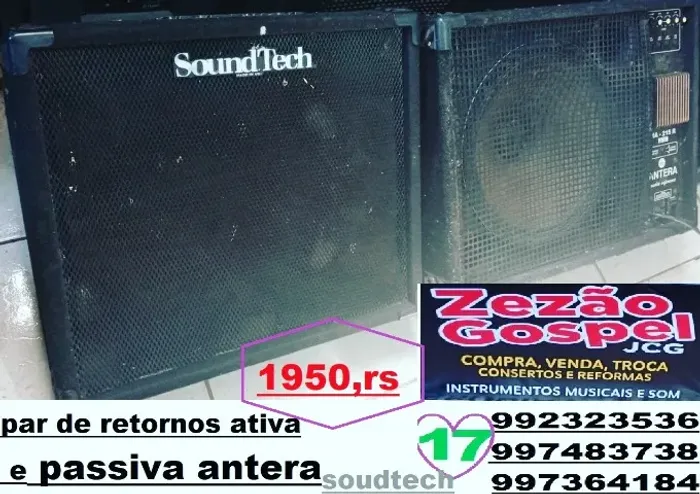 par de caixas retornos ativa e passiva antera sonotech fant. 15pol 1.950,rs